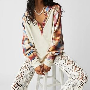 We The Free Isabelle Thermal in Mink Combo Size S Oversize Fit